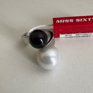 Miss Sixty Dual-Tone Black and Silver Ring